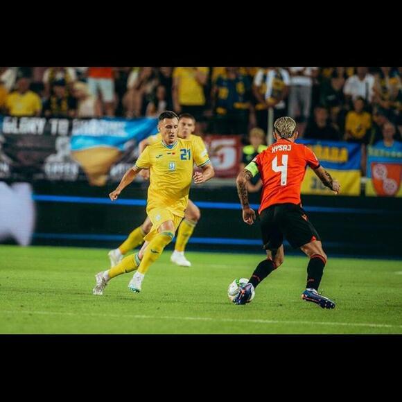 UKRAINE NATIONS LEAGUE 2024 VS ALBANIA MATCH WORN & SIGNED JERSEY KABAIEV #21 - Picture 4 of 9